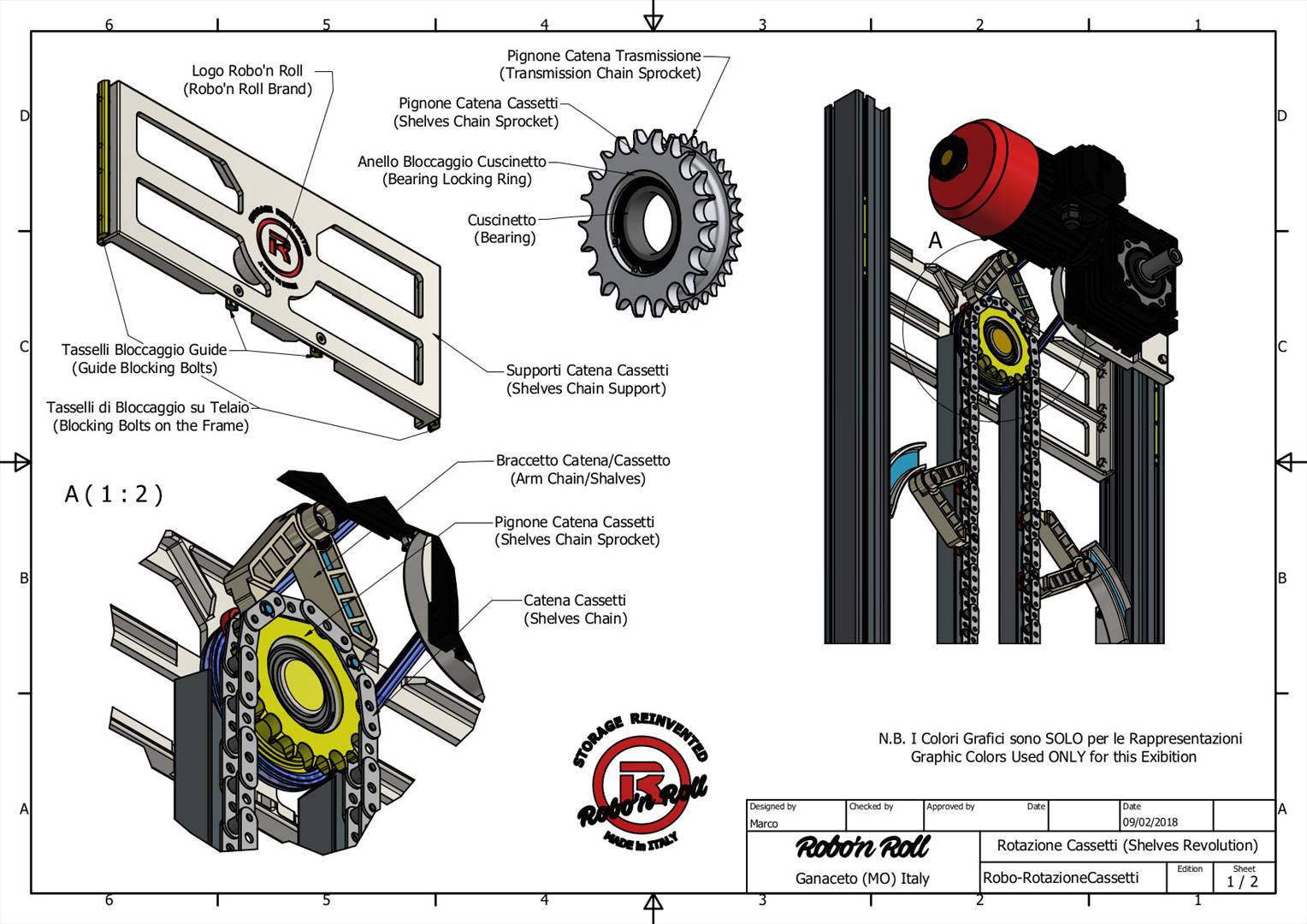 Overview of the gears moving the chain